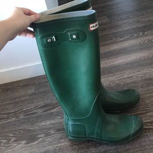 Green hunter rain boots